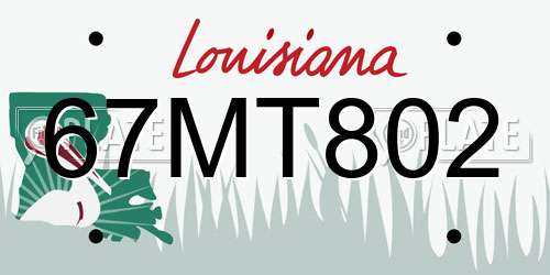 67MT802 Louisiana License Plate