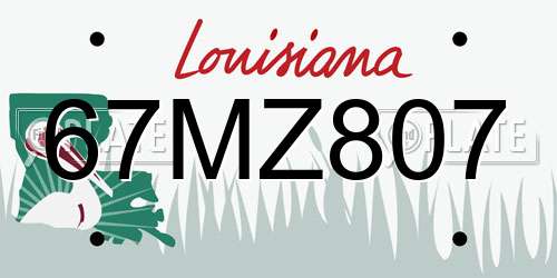 67MZ807 Louisiana License Plate