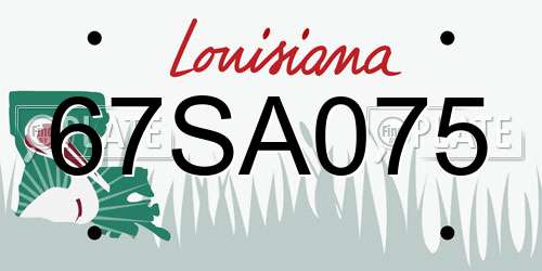 67SA075 Louisiana License Plate