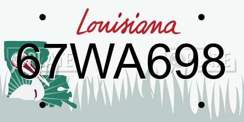 67WA698 Louisiana License Plate