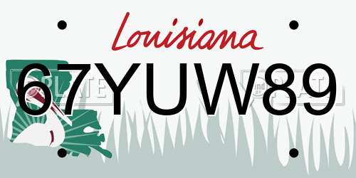 67YUW89 Louisiana License Plate