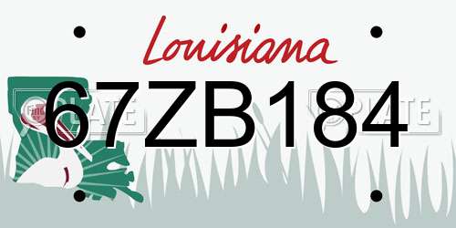67ZB184 Louisiana License Plate