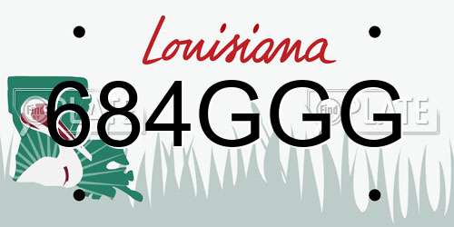 684GGG Louisiana License Plate