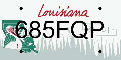 685FQP Louisiana License Plate