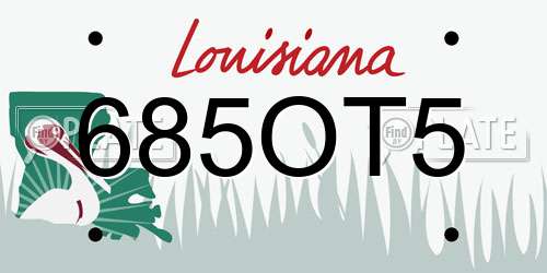 685OT5 Louisiana License Plate