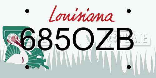 685OZB Louisiana License Plate