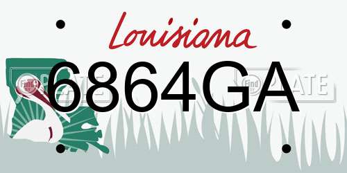 6864GA Louisiana License Plate