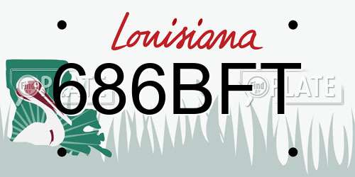 686BFT Louisiana License Plate
