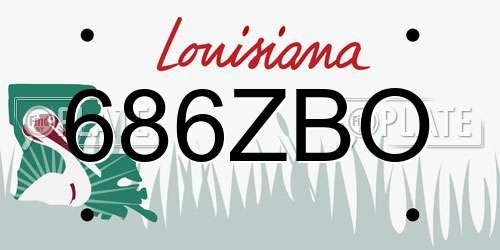 686ZBO Louisiana License Plate