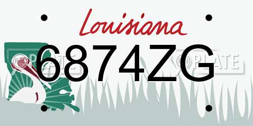 6874ZG Louisiana License Plate