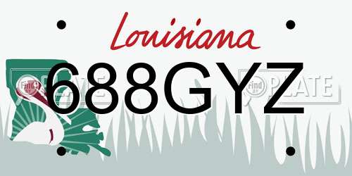 688GYZ Louisiana License Plate