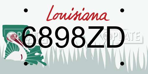 6898ZD Louisiana License Plate