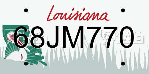 68JM770 Louisiana License Plate