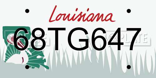 68TG647 Louisiana License Plate
