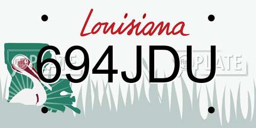 694JDU Louisiana License Plate