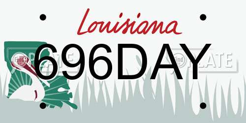 696DAY Louisiana License Plate