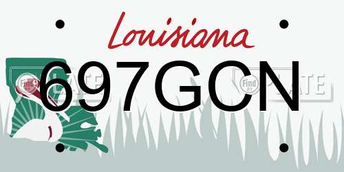 697GCN Louisiana License Plate