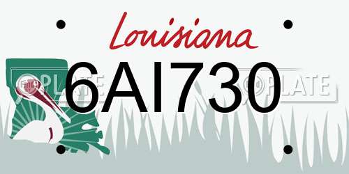 6AI730 Louisiana License Plate