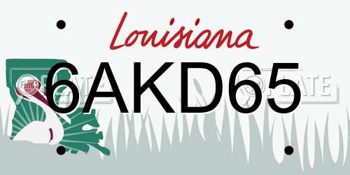 6AKD65 Louisiana License Plate
