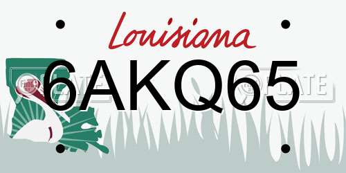 6AKQ65 Louisiana License Plate