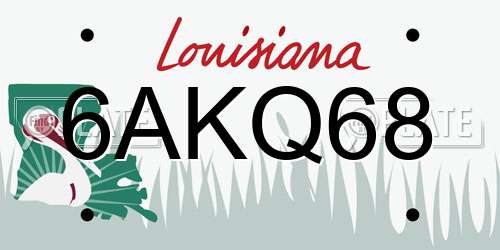 6AKQ68 Louisiana License Plate