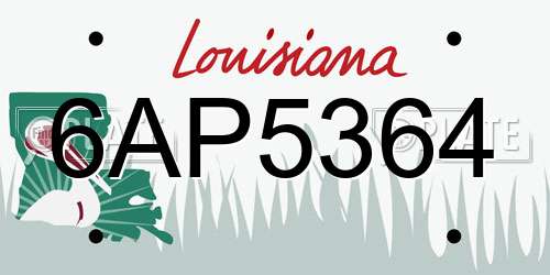 6AP5364 Louisiana License Plate