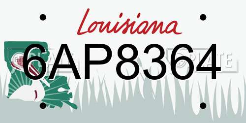6AP8364 Louisiana License Plate