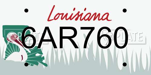 6AR760 Louisiana License Plate