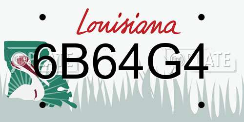 6B64G4 Louisiana License Plate