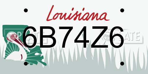 6B74Z6 Louisiana License Plate