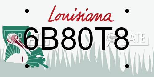6B80T8 Louisiana License Plate