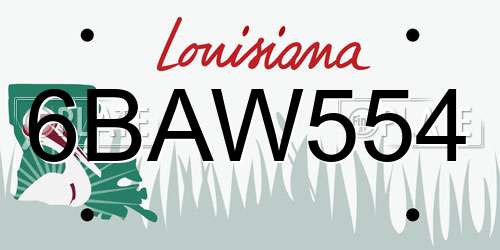 6BAW554 Louisiana License Plate