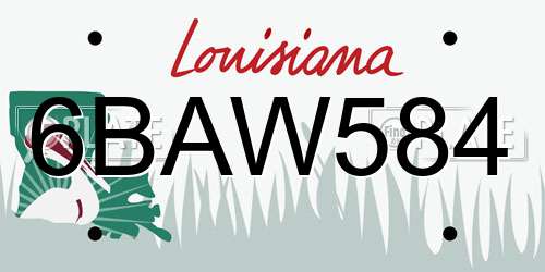 6BAW584 Louisiana License Plate