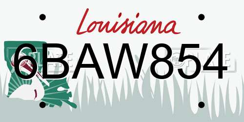 6BAW854 Louisiana License Plate