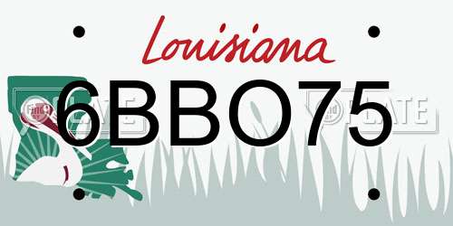 6BBO75 Louisiana License Plate