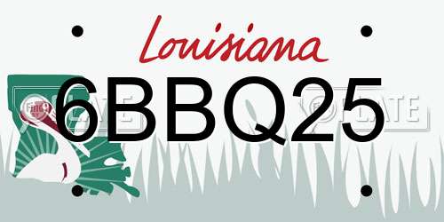 6BBQ25 Louisiana License Plate