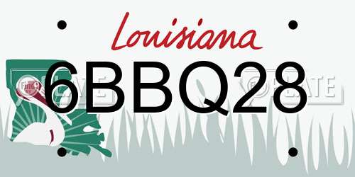 6BBQ28 Louisiana License Plate