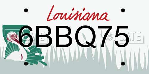6BBQ75 Louisiana License Plate