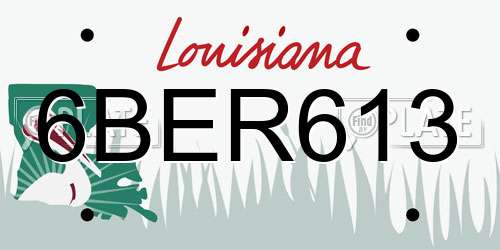6BER613 Louisiana License Plate