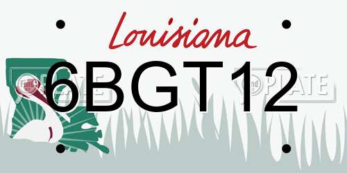 6BGT12 Louisiana License Plate