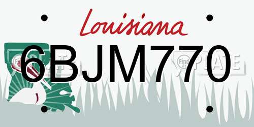 6BJM770 Louisiana License Plate
