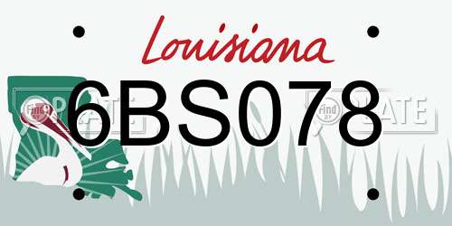 6BS078 Louisiana License Plate