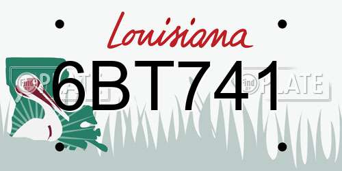 6BT741 Louisiana License Plate