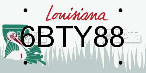 6BTY88 Louisiana License Plate