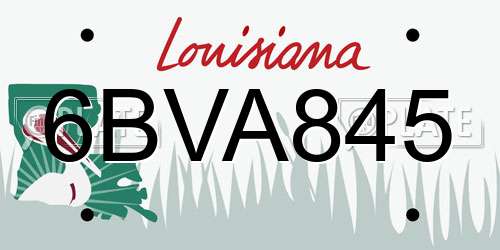 6BVA845 Louisiana License Plate