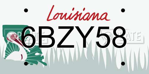 6BZY58 Louisiana License Plate