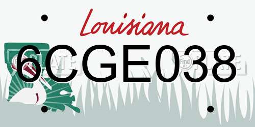 6CGE038 Louisiana License Plate