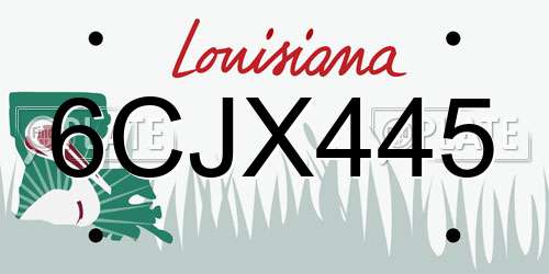 6CJX445 Louisiana License Plate