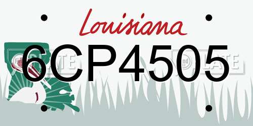 6CP4505 Louisiana License Plate