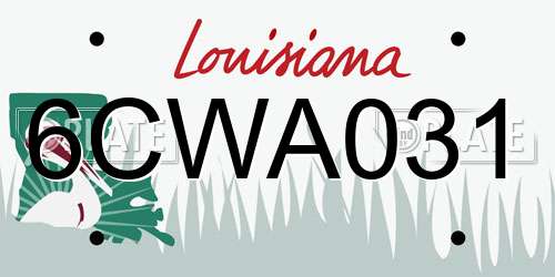 6CWA031 Louisiana License Plate